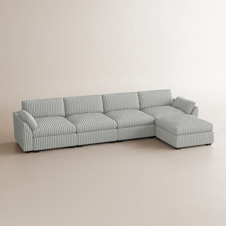 Cloud-Gray-/-Corduroy-5-Seat-L-Shaped-Sectional