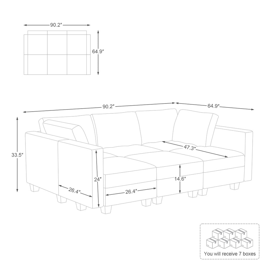 6-Seat-Pit-Sectional-dimension