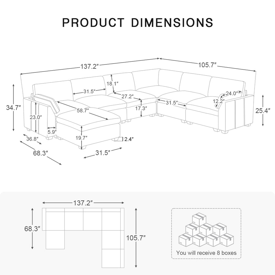 7-Seat-U-Shaped-Sectional-dimension