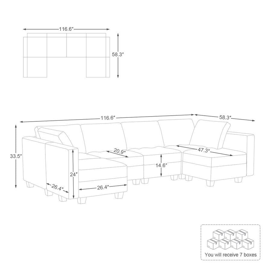 6-Seat-U-Shaped-Sectional-dimension