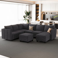 Graphite-Grey-/-Chenille-8-Seat-U-Shaped-Sectional