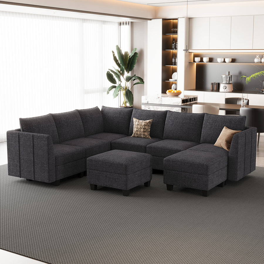 Graphite-Grey-/-Chenille-8-Seat-U-Shaped-Sectional