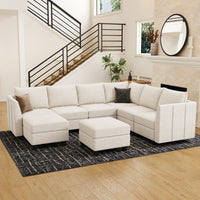 Misty-White-/-Chenille-8-Seat-U-Shaped-Sectional