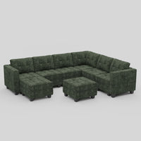 Moss-Green-/-Chenille-8-Seat-U-Shaped-Sectional