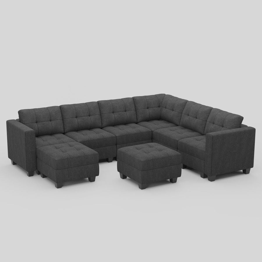 Shadow-Grey-/-Weave-8-Seat-U-Shaped-Sectional