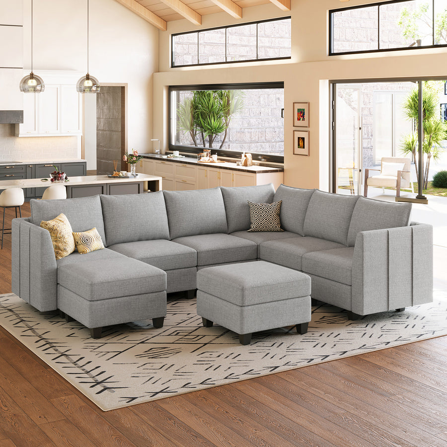 Cloud-Grey-/-Chenille-8-Seat-U-Shaped-Sectional