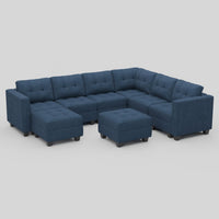 Prussian-Blue-/-Weave-8-Seat-U-Shaped-Sectional