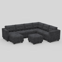 Graphite-Gray-/-Chenille-8-Seat-U-Shaped-Sectional