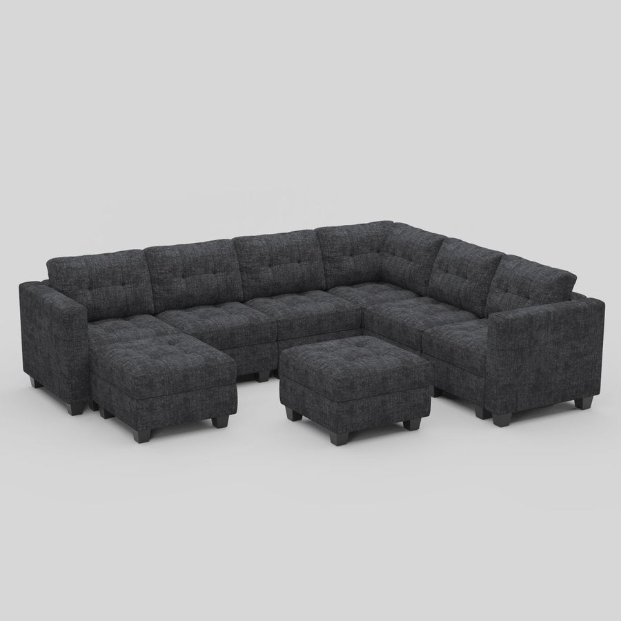 Graphite-Gray-/-Chenille-8-Seat-U-Shaped-Sectional