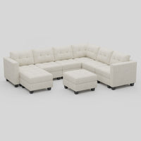 Oatmeal-Beige-/-Chenille-8-Seat-U-Shaped-Sectional