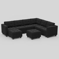 Ebony-Black-/-Velvet-8-Seat-U-Shaped-Sectional