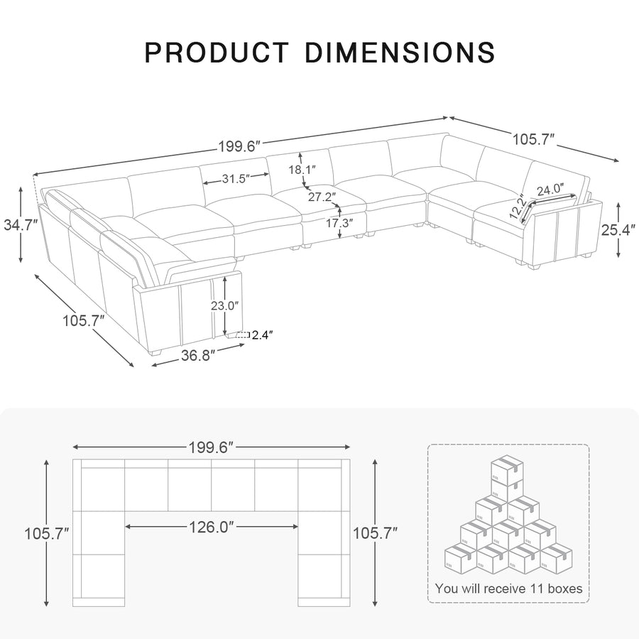 10-Seat-U-Shaped-Sectional-dimension