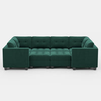 Castleton-Green-/-Velvet-8-Seat-Wraparound-Pit-Sectional