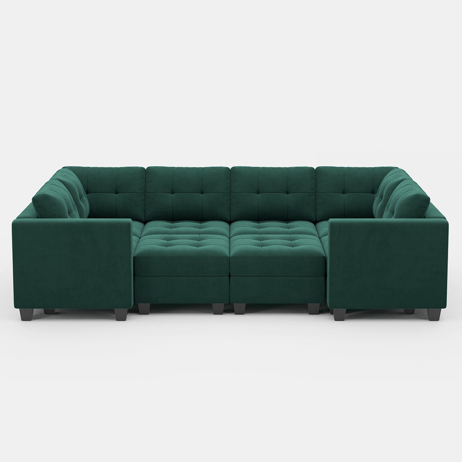 Castleton-Green-/-Velvet-8-Seat-Wraparound-Pit-Sectional