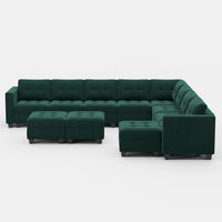Castleton-Green-/-Velvet-11-Seat-L-Shaped-Sectional