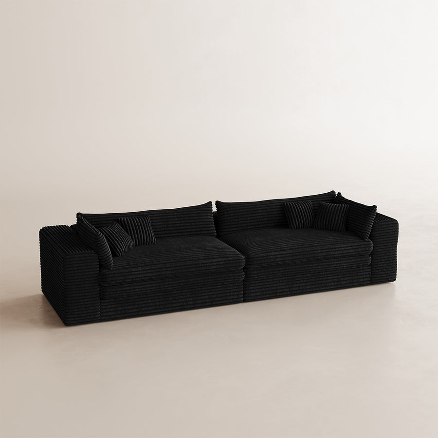 Piano-Black-/-Corduroy-4-Seats-Sofa