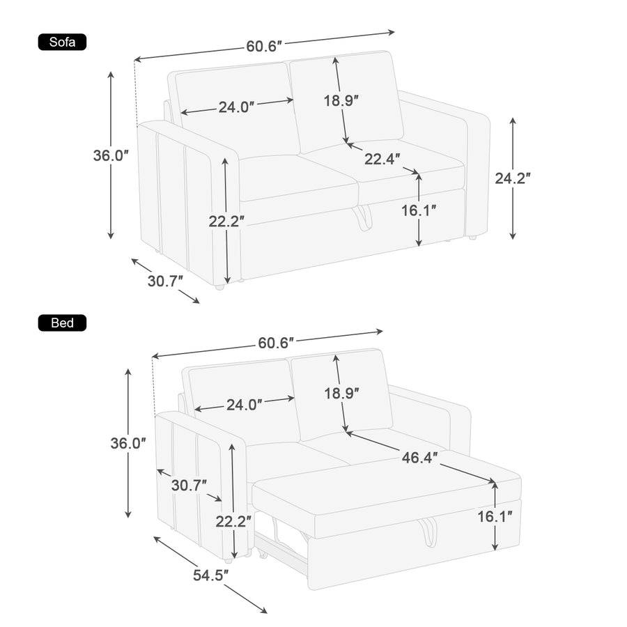 Pullout-Loveseat-dimension