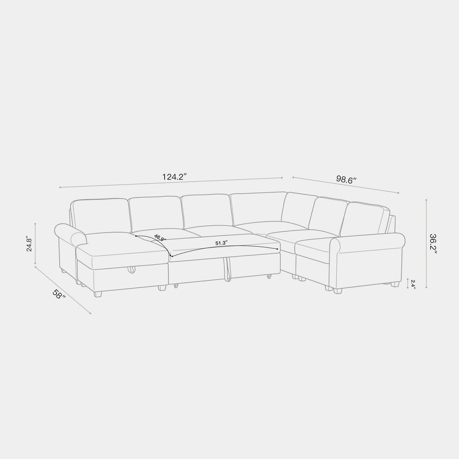 7-Seat-U-Shaped-Pullout-Sectional-dimension
