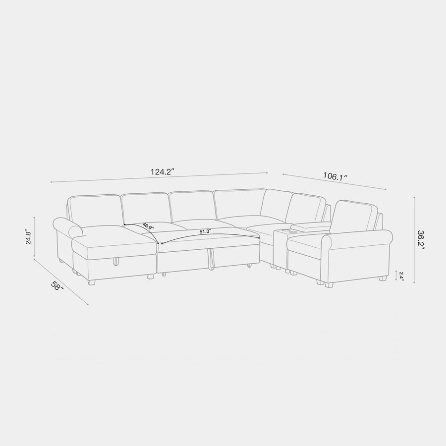 7-Seat-U-Shaped-Pullout-Sectional-with-Console-dimension