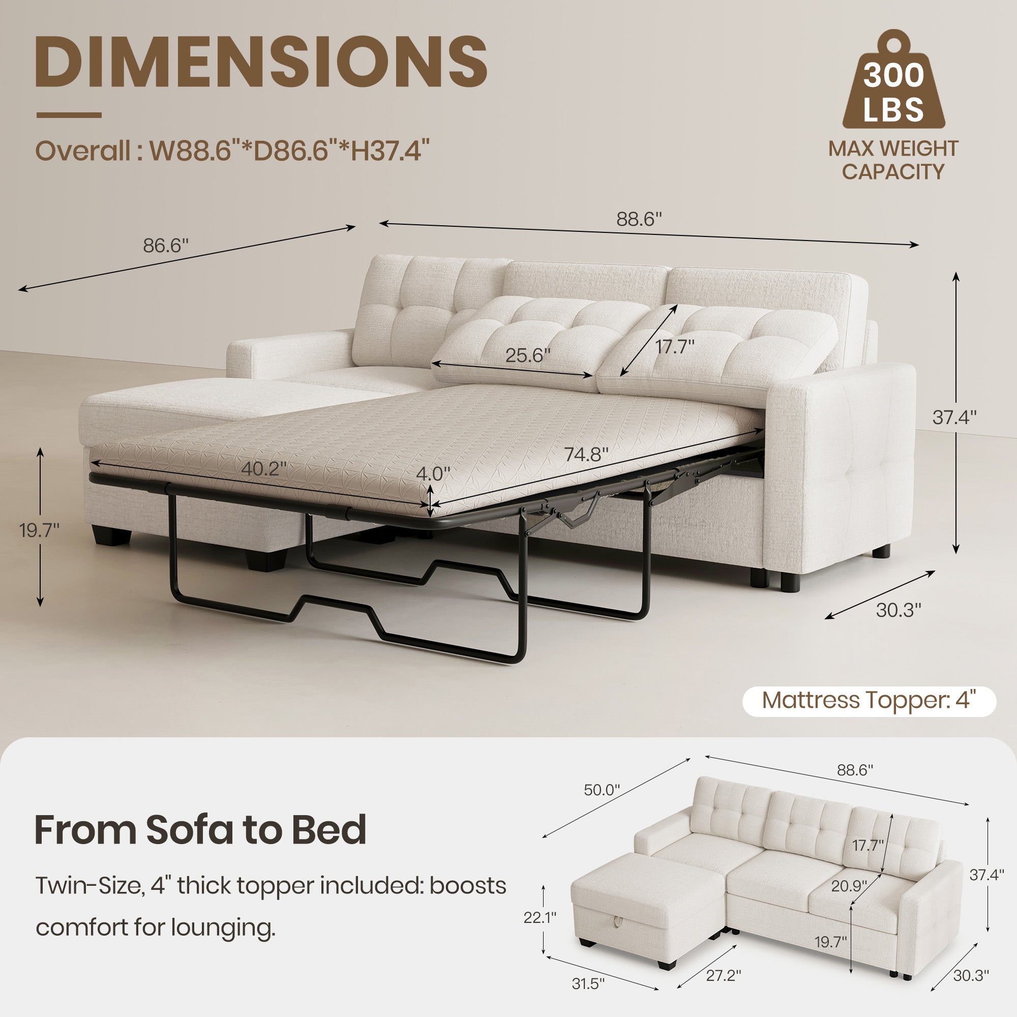 Misty-White-/-Chenille-4-Seat-L-Shaped-Pullout-Sectional-dimension
