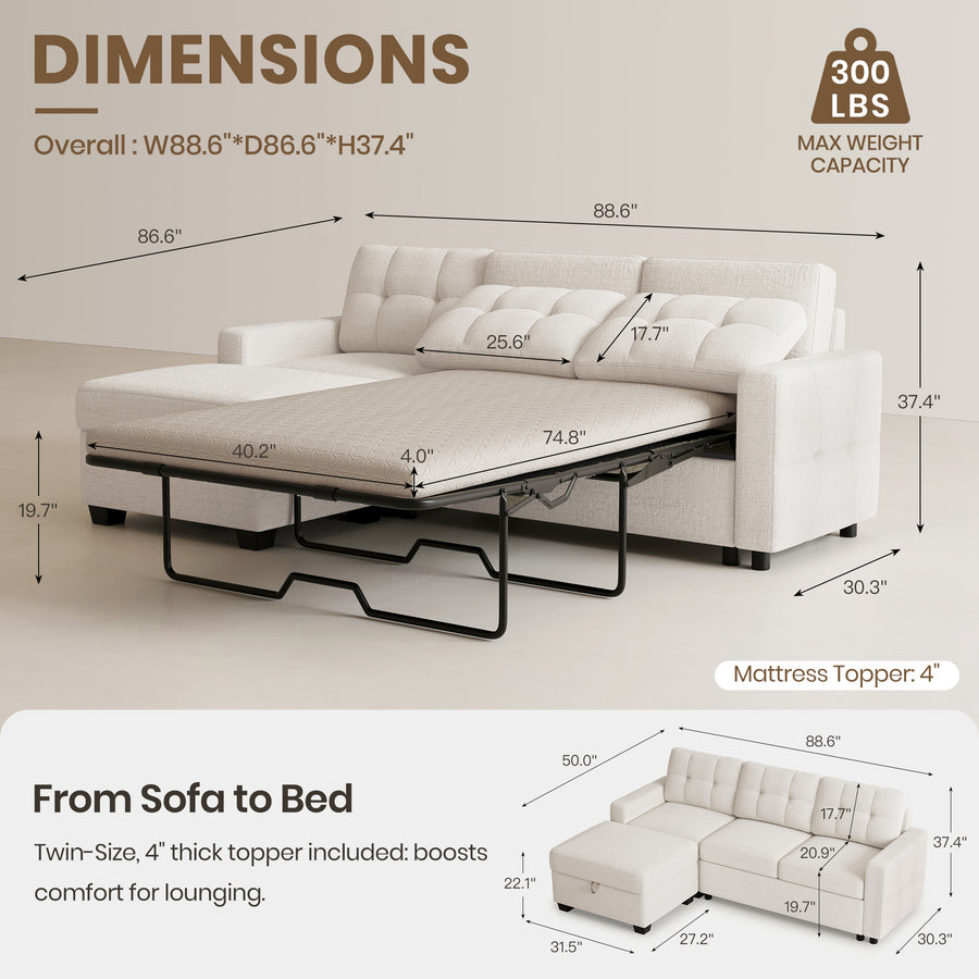 Misty-White-/-Chenille-4-Seat-L-Shaped-Pullout-Sectional-dimension