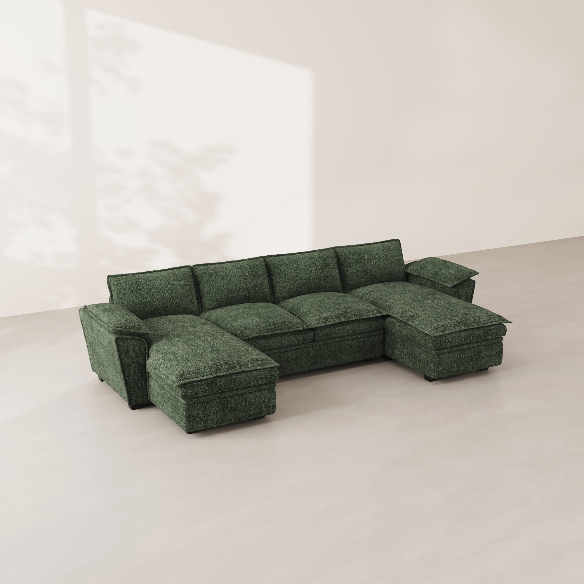 moss-green-/-chenille-4-Seats-u-shaped-Sectional