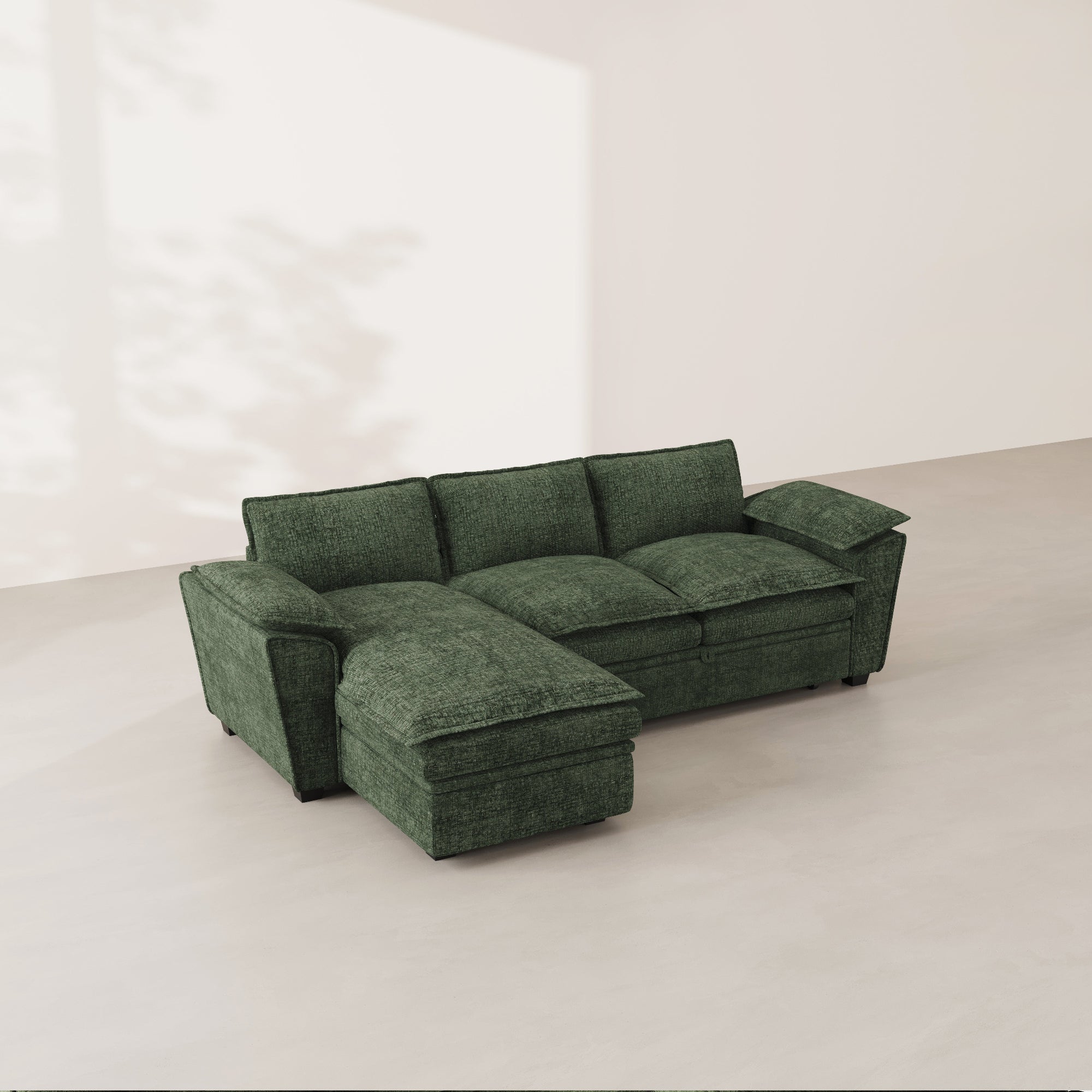moss-green-/-chenille-3-Seats-l-shaped-Sectional