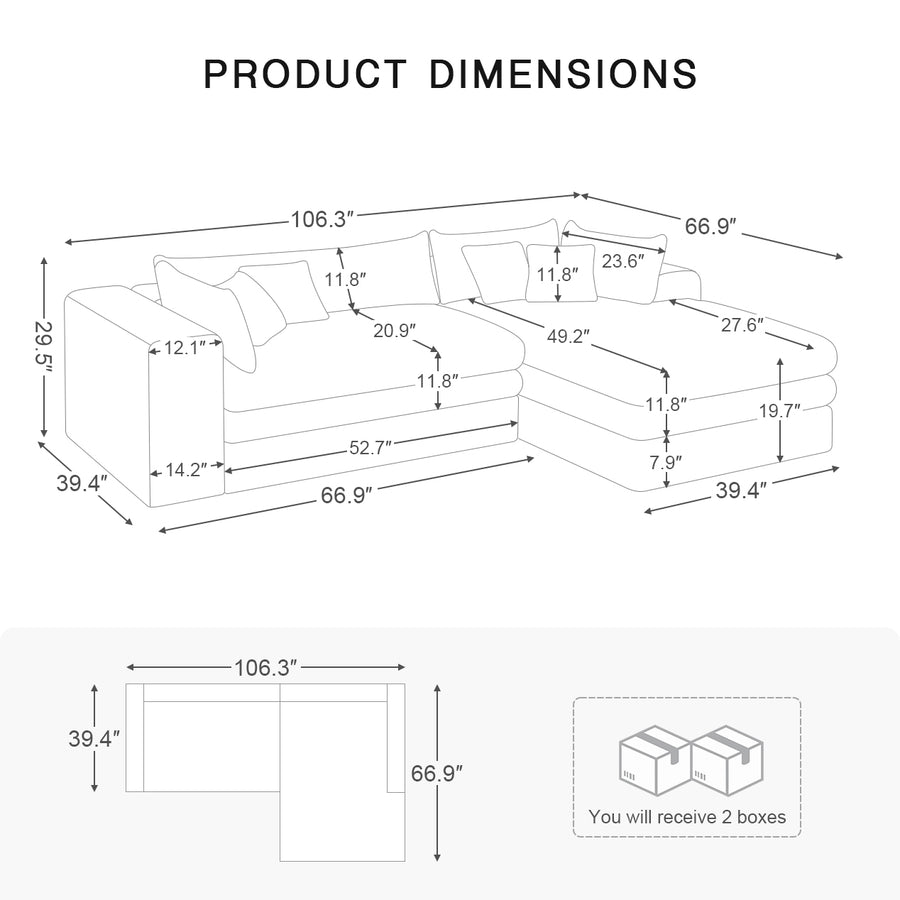 3-Seat-Right-Chaise-Sectional-dimension
