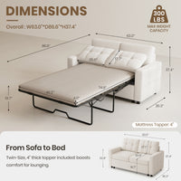 Misty-White-/-Chenille-Pullout-Loveseat-dimension