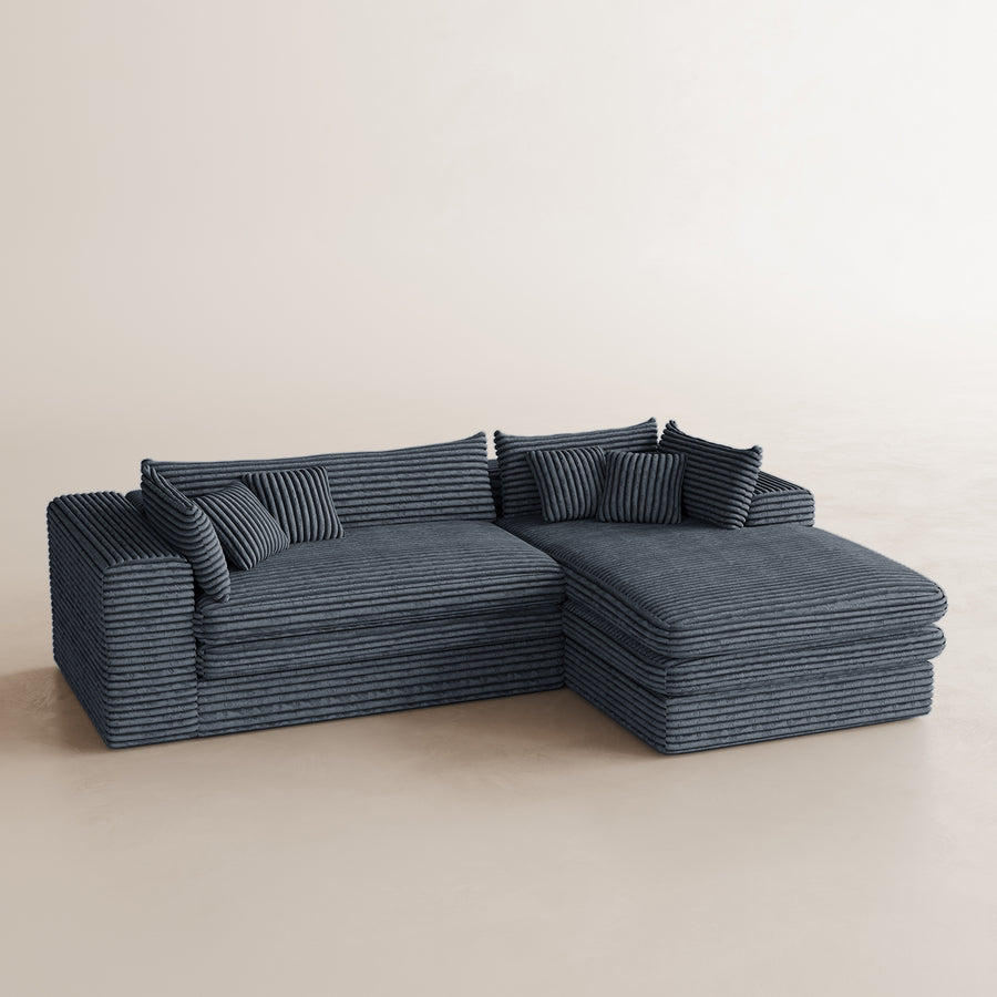 Pewter-Grey-/-Corduroy-3-Seat-Right-Chaise-Sectional