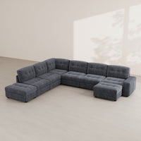 Pewter-Grey-/-Corduroy-6-Seat-L-Shaped-Sectional-with-Ottoman