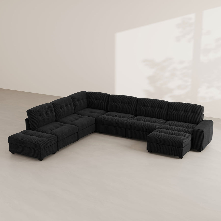 Obsidian-Black-/-Corduroy-6-Seat-L-Shaped-Sectional-with-Ottoman