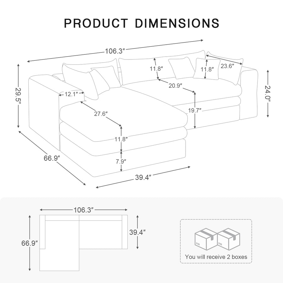 3-Seat-Left-Chaise-Sectional-dimension