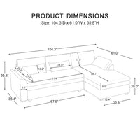 3-Seat-Right-Chaise-Sectional-dimension