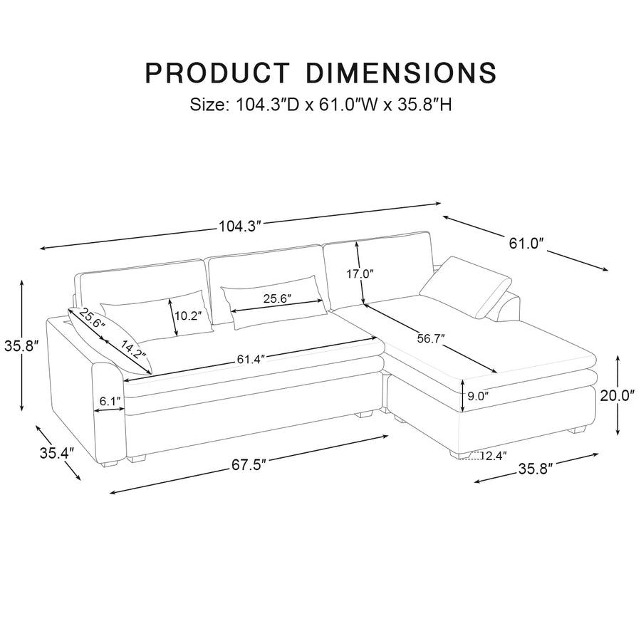 3-Seat-Right-Chaise-Sectional-dimension