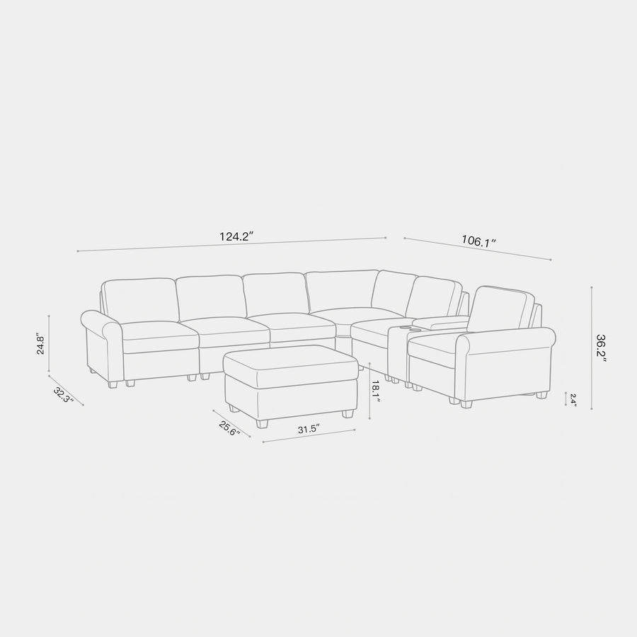7-Seat-L-Shaped-Sectional-with-Console-dimension