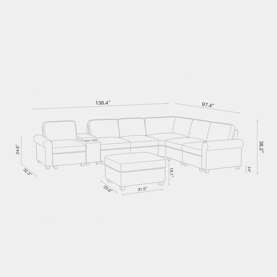 8-Seat-L-Shaped-Sectional-with-Console-dimension