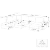 5-Seat-L-Shaped-Left-Chaise-Sectional-with-2-Ottomans-dimension