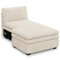 Ivory-Beige-/-Corduroy-Module-Armless-Left-Chaise