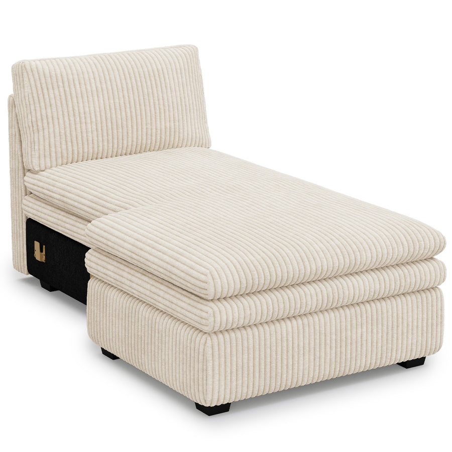Ivory-Beige-/-Corduroy-Module-Armless-Left-Chaise