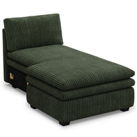 Olivewood-Green-/-Corduroy-Module-Armless-Left-Chaise