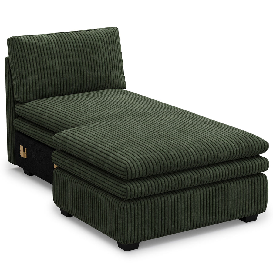 Olivewood-Green-/-Corduroy-Module-Armless-Left-Chaise