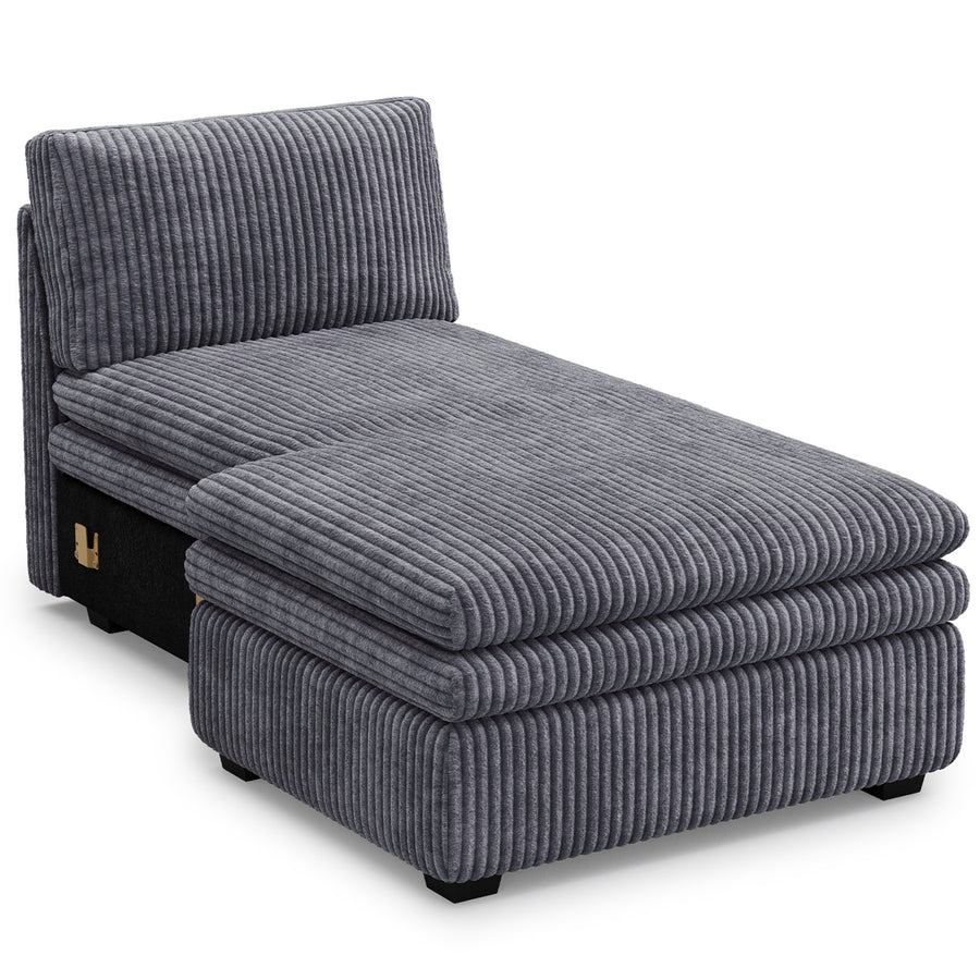 Pewter-Grey-/-Corduroy-Module-Armless-Left-Chaise