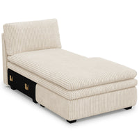 Ivory-Beige-/-Corduroy-Module-Armless-Right-Chaise