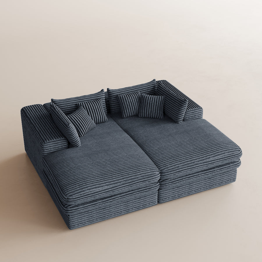 Pewter-Grey-/-Corduroy-Double-Chaise-Loveseat