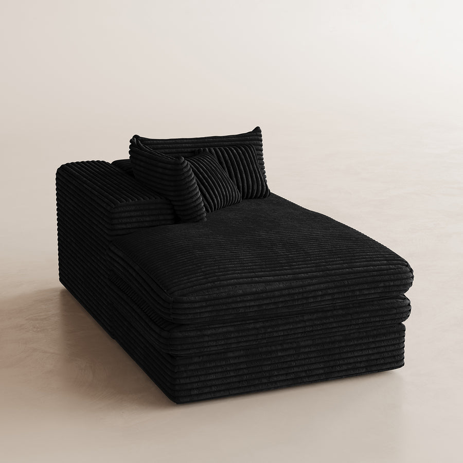 Piano-Black-/-Corduroy-Module-Left-Arm-Chaise