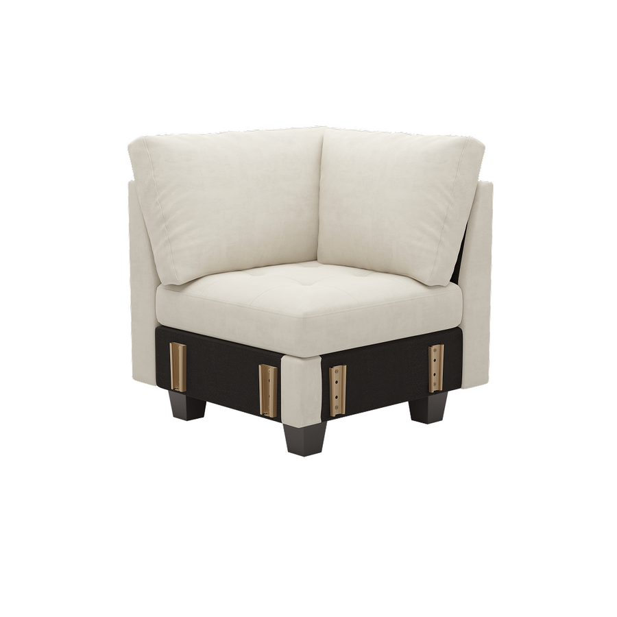 Cotton-Beige-/-Velvet-Module-Corner-Seat