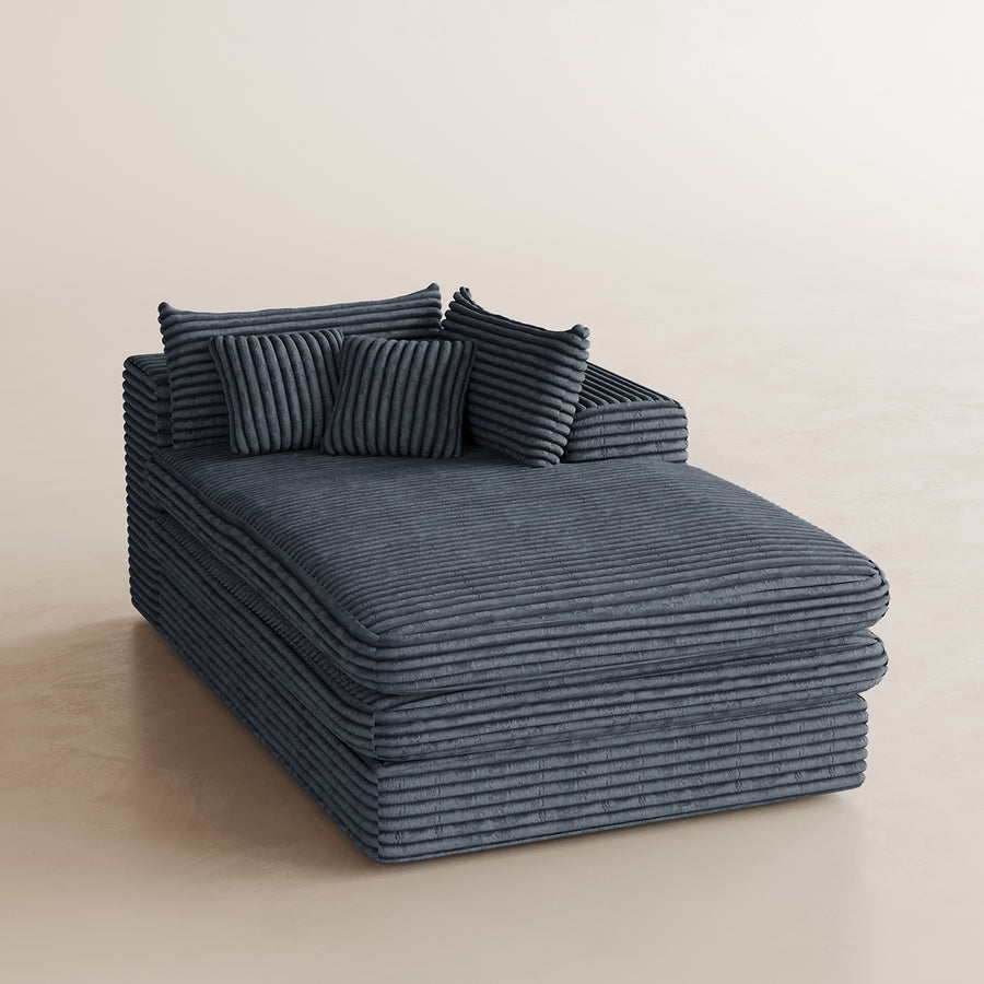 Piano-Black-/-Corduroy-Module-Right-Arm-Chaise