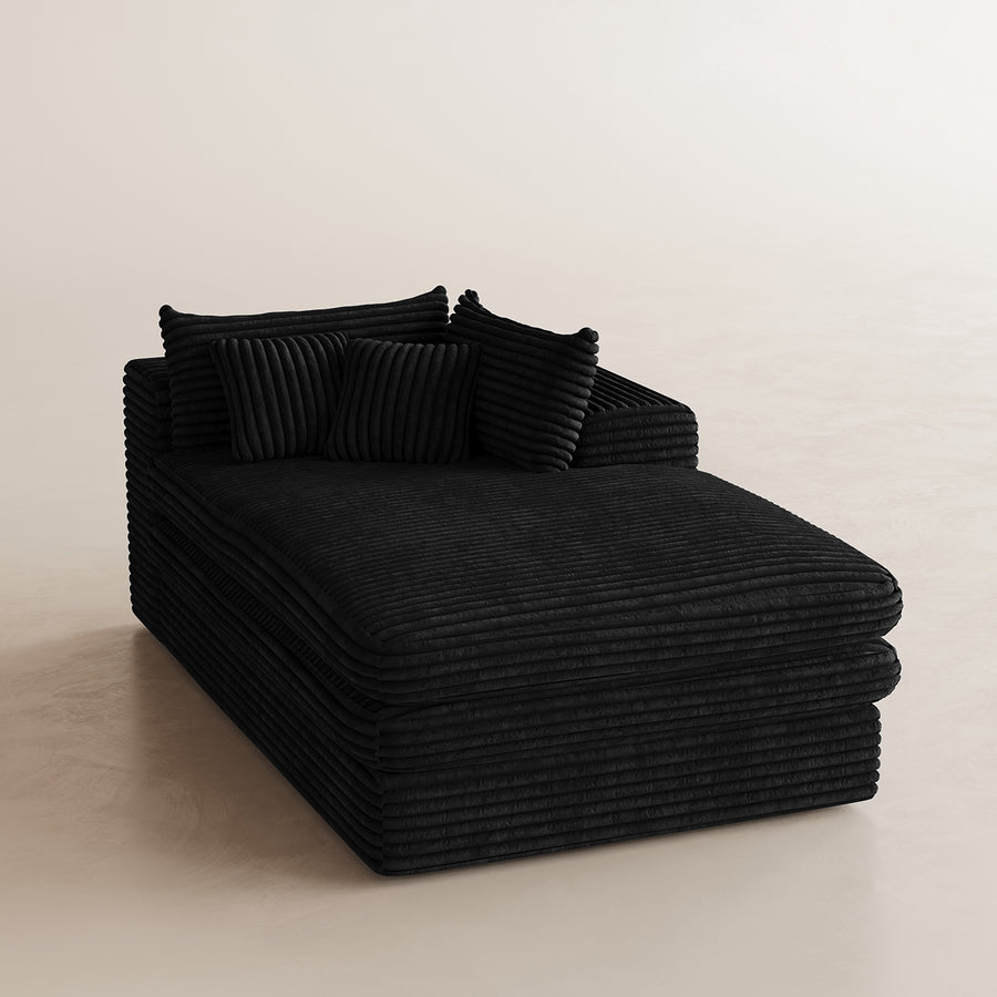 Piano-Black-/-Corduroy-Module-Right-Arm-Chaise