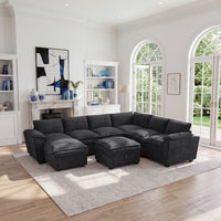 Graphite-Grey-/-Chenille-7-Seat-U-Shaped-Sectional-with-Reversible-Chaise